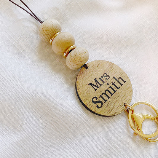 Wooden Disc Lanyard | Stacked | PERSONALISED