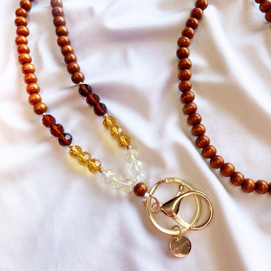 Wooden Beaded Lanyard | Amber Lanyard Blushery