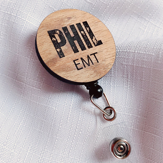 Retractable Badge Reel | Wood