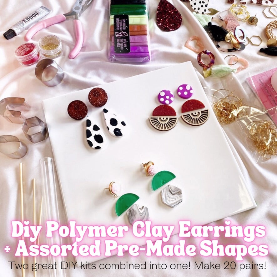 DIY Polymer Clay Earring Kit + Assorted Pre-Made Pieces | Make 20 Pairs! Earrings Blushery