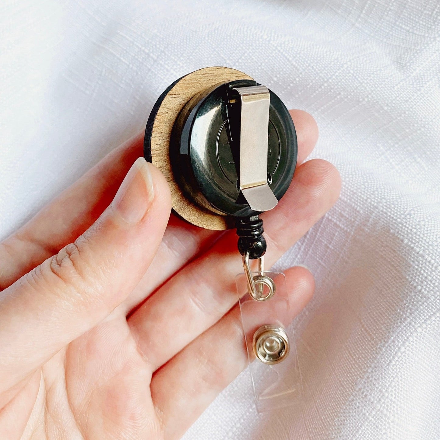 Retractable Badge Reel | Wood