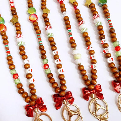 Playful CHRISTMAS Wooden Beaded Lanyard