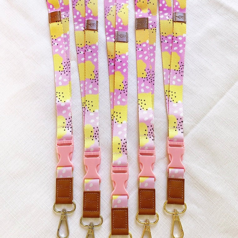 Deluxe Fabric Lanyard | Pink & Orange