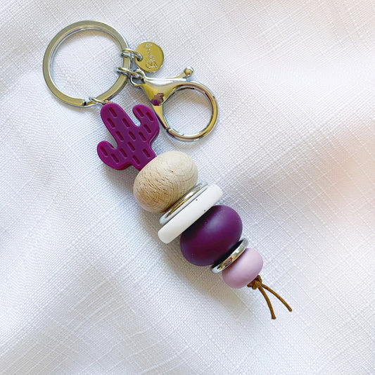 Silicone Keychain | Purple Cactus