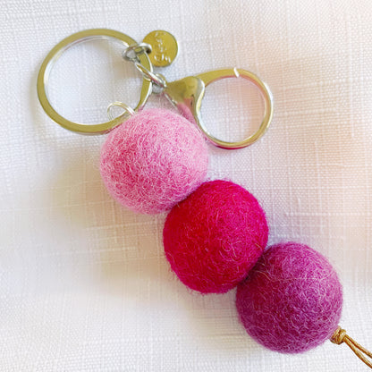 Pom Pom Keychain | Raspberry