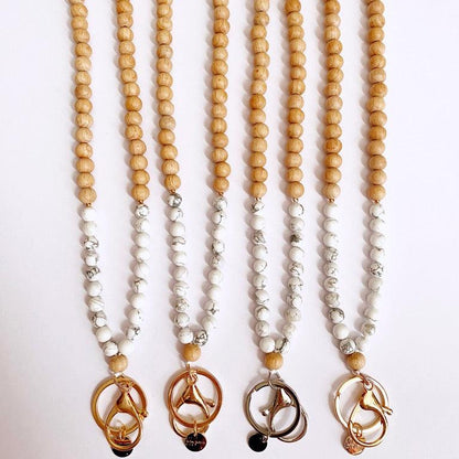 Wooden Beaded Lanyard | Marble Howlite