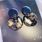 Resin Earrings | Black and Gold Flakes Earrings Blushery