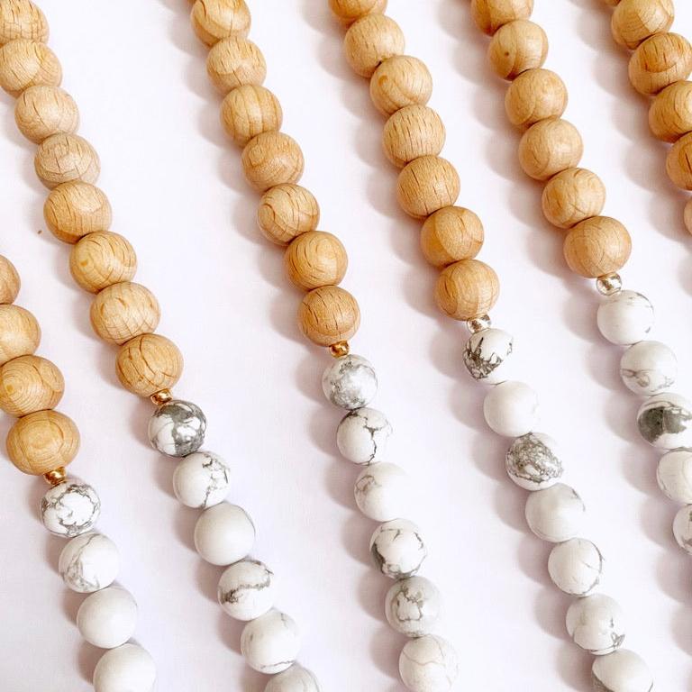 Wooden Beaded Lanyard | Marble Howlite