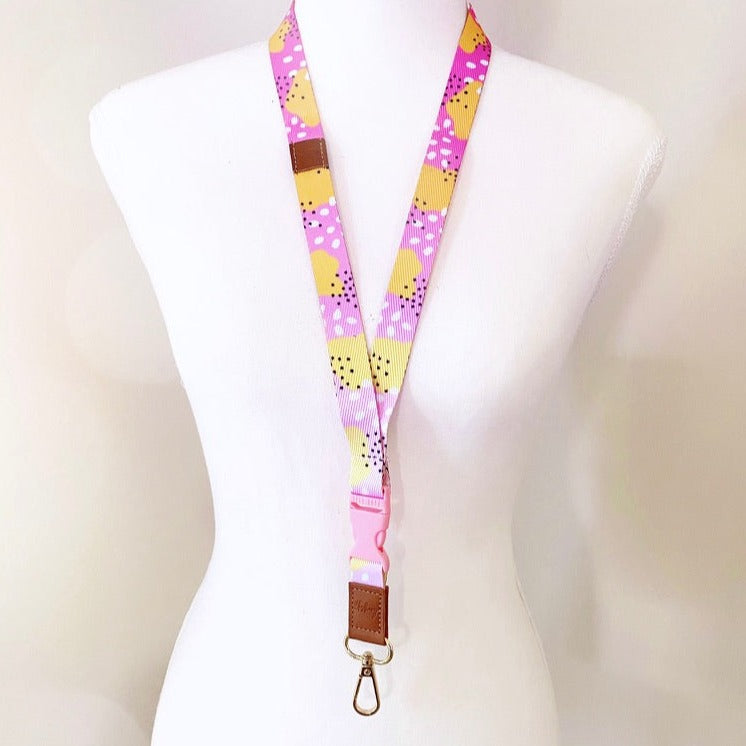 Deluxe Fabric Lanyard | Pink & Orange