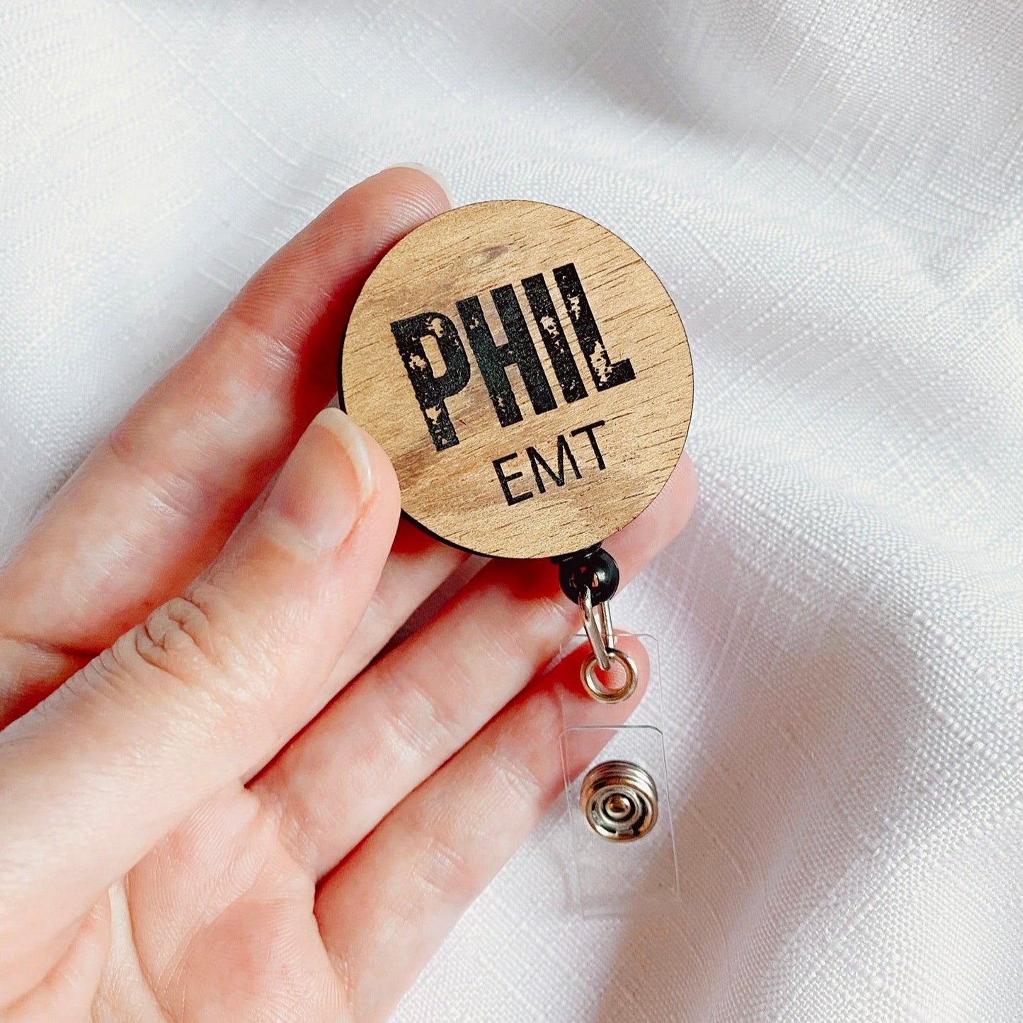 Retractable Badge Reel | Wood