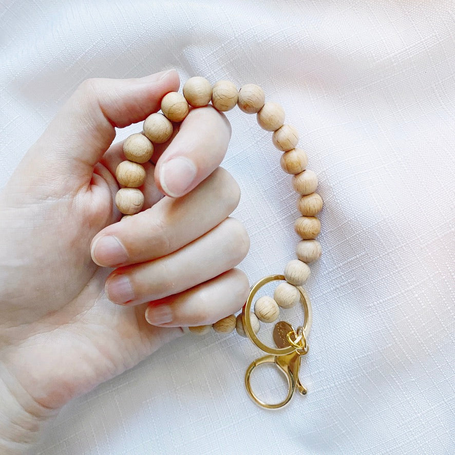 Wooden Bracelet Keychain | Beech Wood