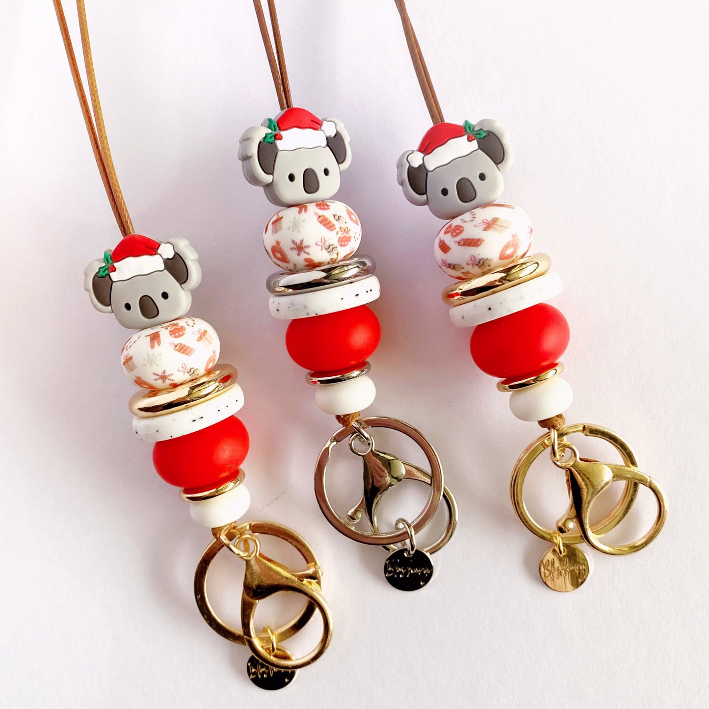 Silicone Beaded Lanyard | Christmas Koala