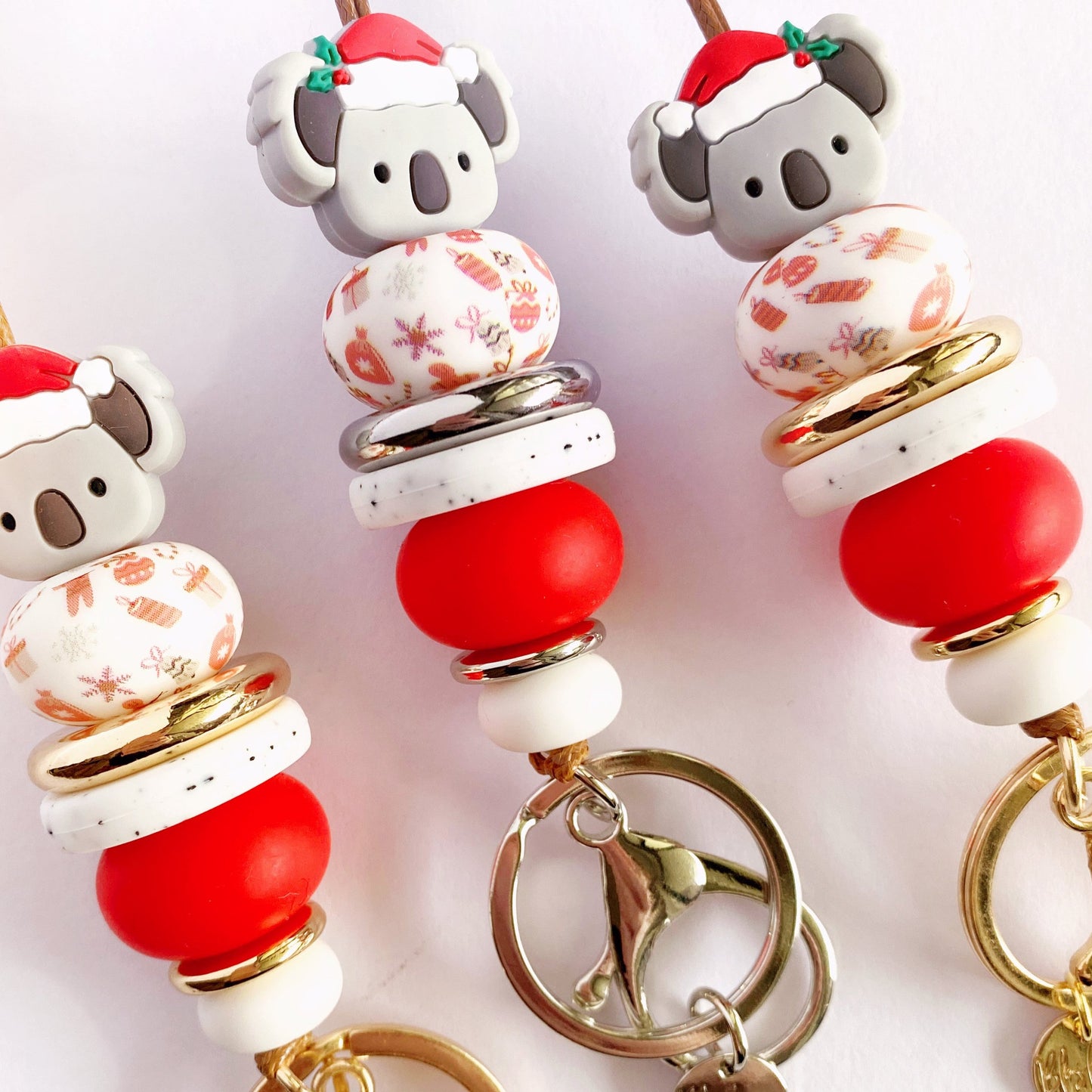 Silicone Beaded Lanyard | Christmas Koala