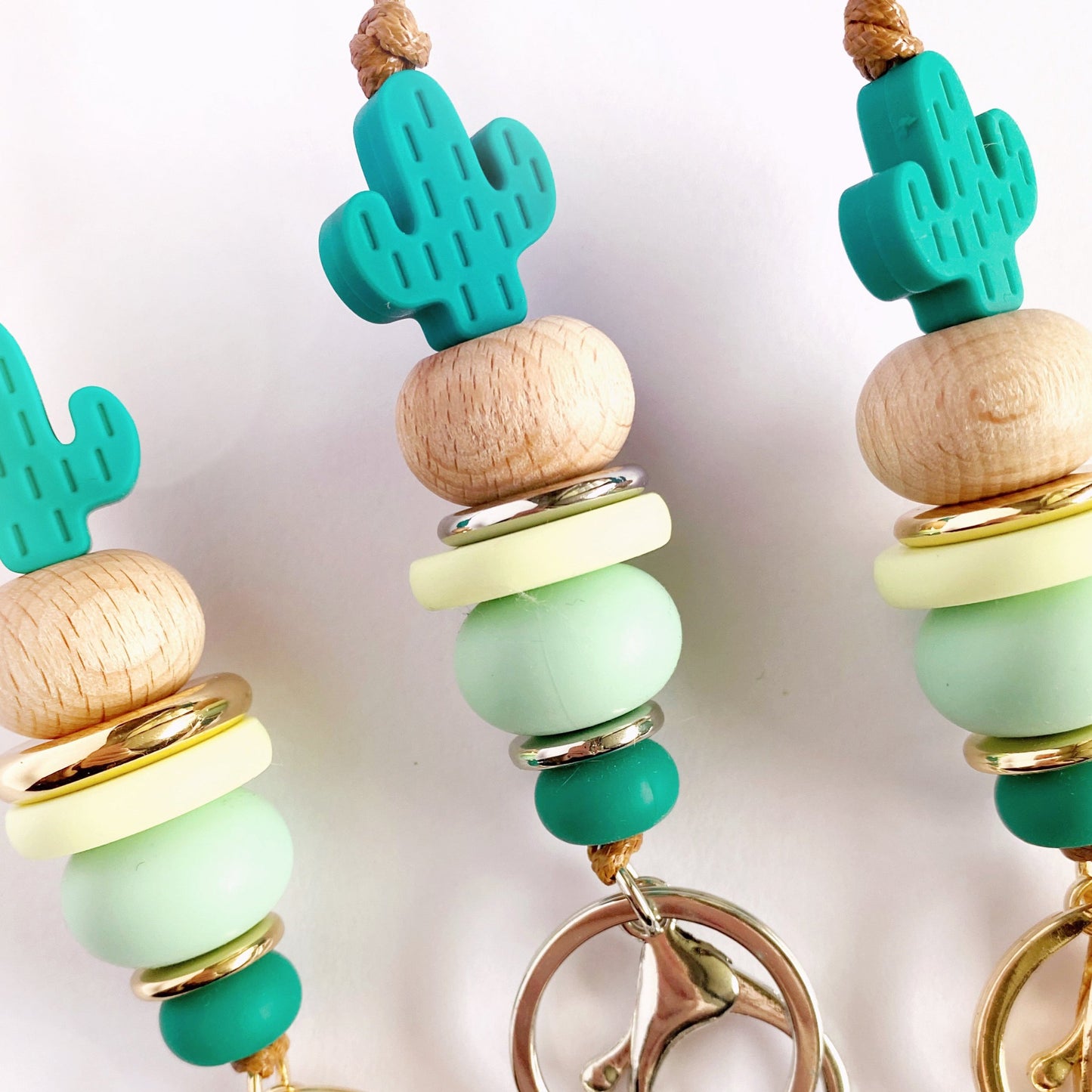 Silicone Beaded Lanyard | Teal Cactus