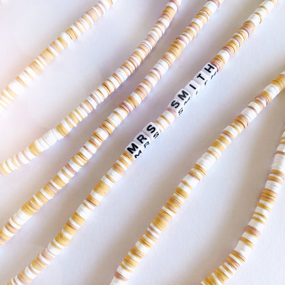 Heishi Beaded Lanyard | Tan | PERSONALISED