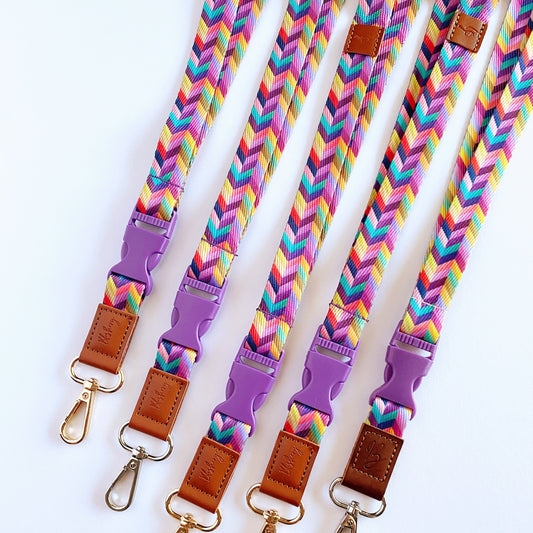 Deluxe Fabric Lanyard | Rainbow Chevron