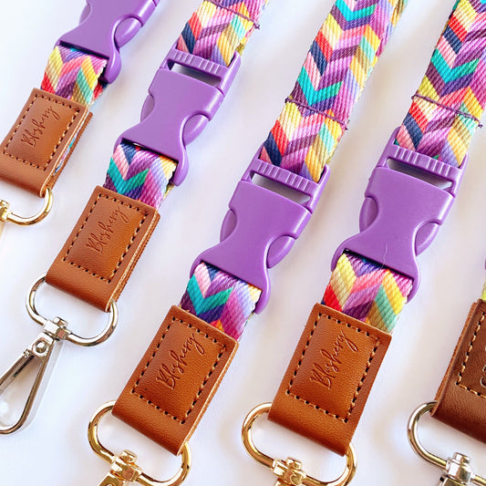 Deluxe Fabric Lanyard | Rainbow Chevron