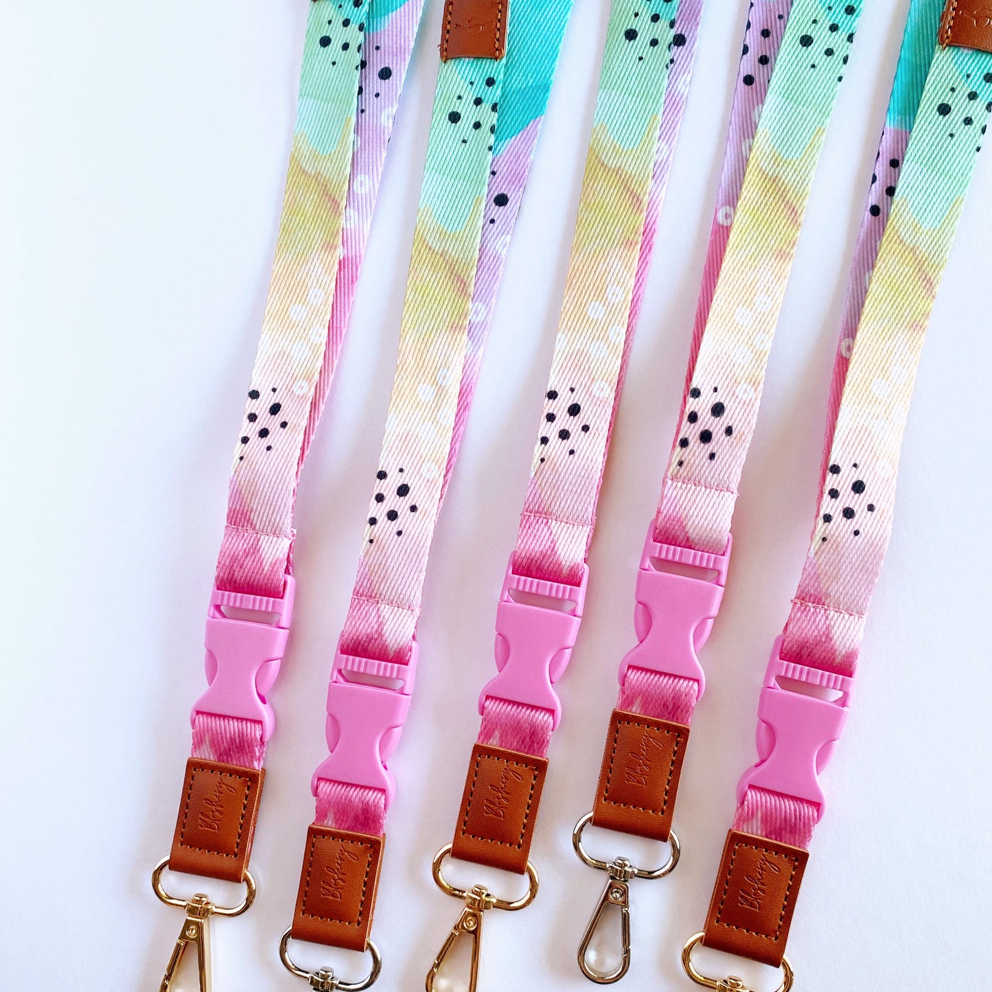 Deluxe Fabric Lanyard | Watercolour Rainbow