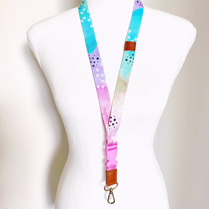 Deluxe Fabric Lanyard | Watercolour Rainbow