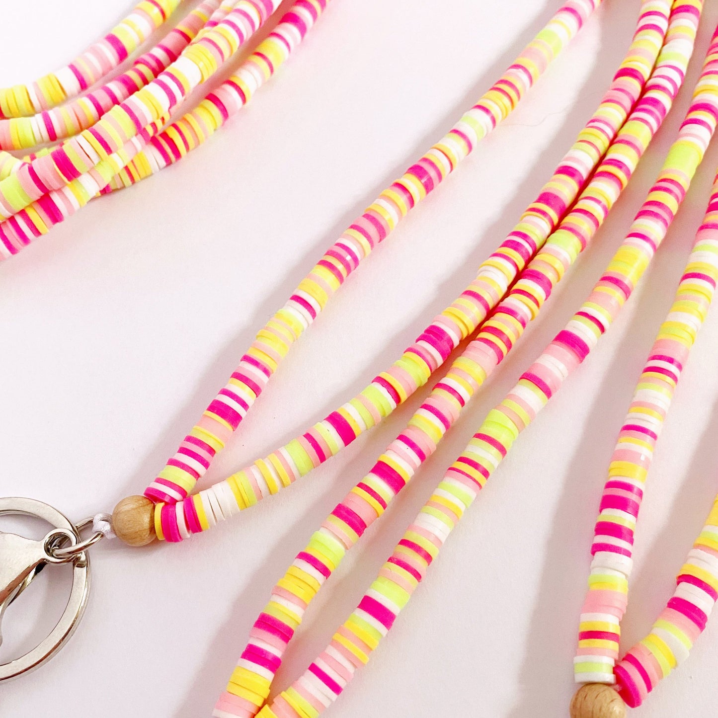 Heishi Beaded Lanyard | Pink