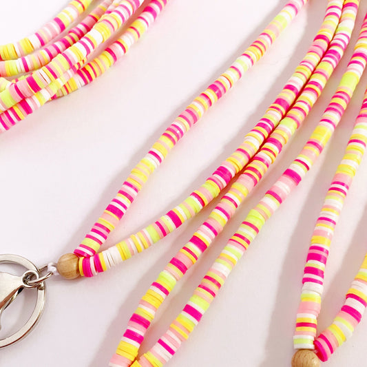 Heishi Beaded Lanyard | Pink