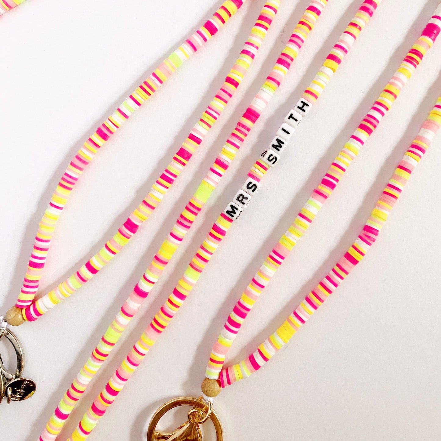 Heishi Beaded Lanyard | Pink | PERSONALISED