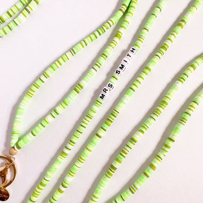 Heishi Beaded Lanyard | Green | PERSONALISED