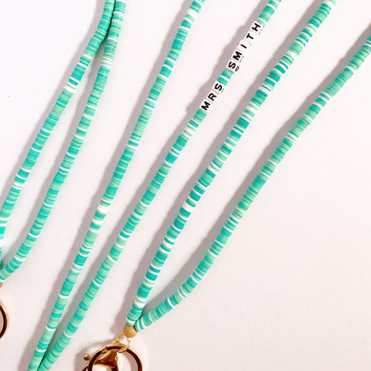 Heishi Beaded Lanyard | Turquoise | PERSONALISED