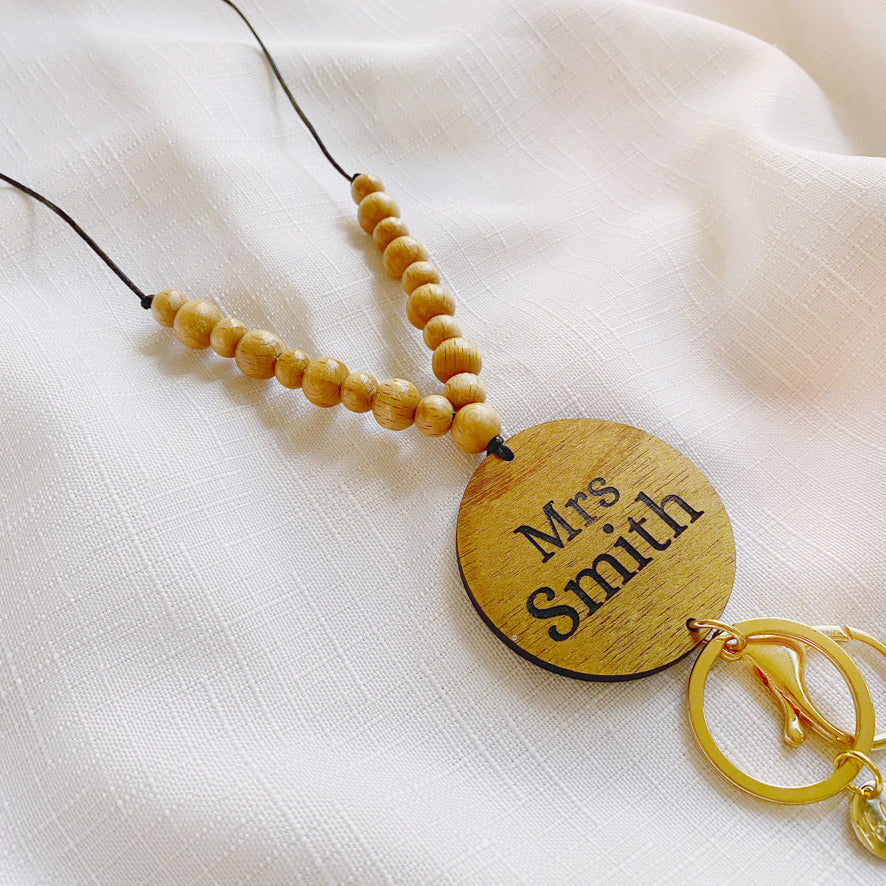 Wooden Disc Lanyard HALF | PERSONALISED