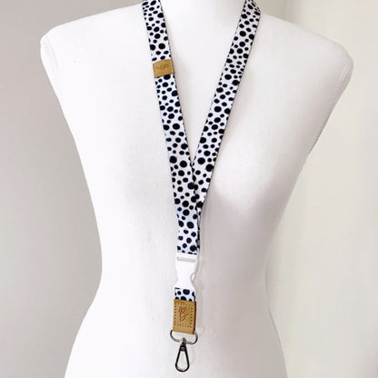 Deluxe Fabric Lanyard | Black & White Spots