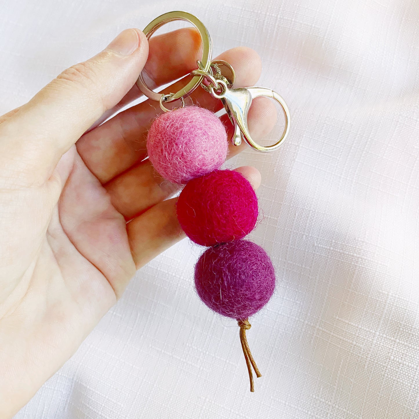 Pom Pom Keychain | Raspberry