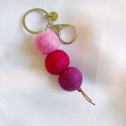 Pom Pom Keychain | Raspberry