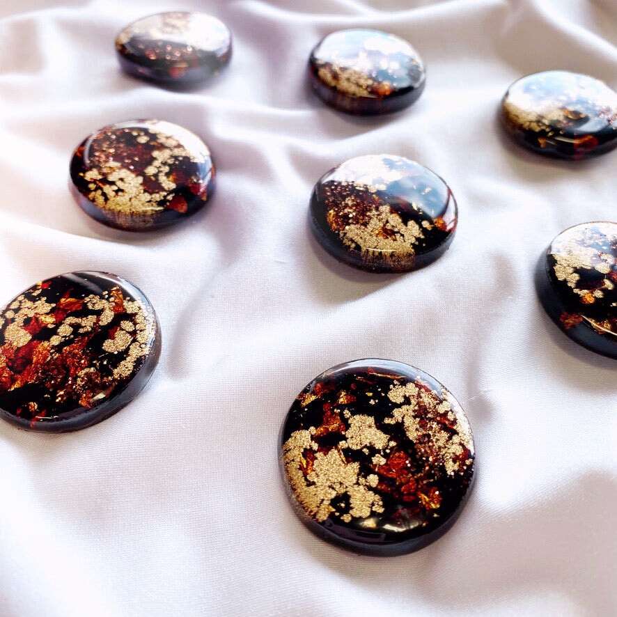 Fridge Magnet Set of 8 | Brown and Floating Gold Flakes Magnet Blushery