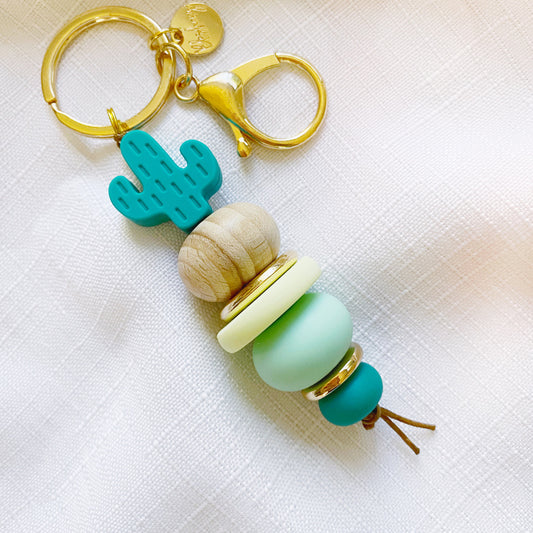 Silicone Keychain | Teal Cactus