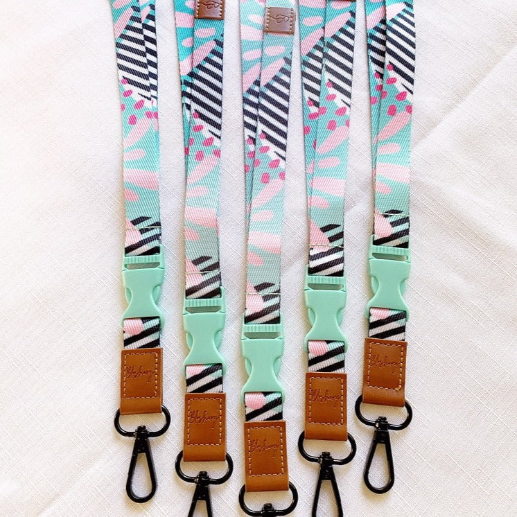 Deluxe Fabric Lanyard | Teal Abstract