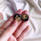Resin Stud Earrings | Black and Gold Flakes Earrings Blushery