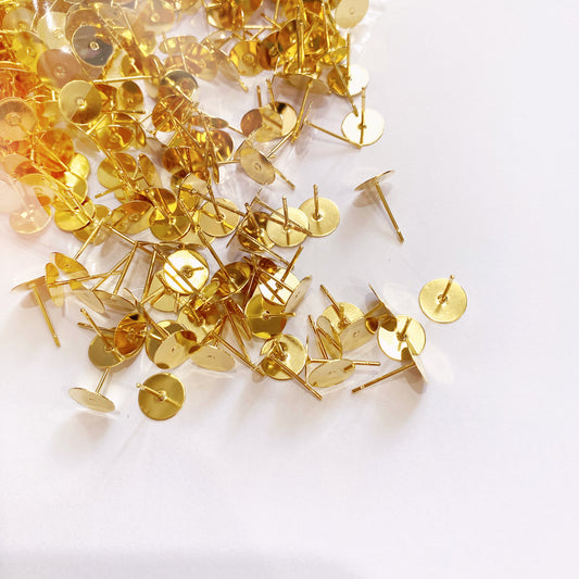 Studs with 8mm pad x 500pc | Gold Stainless Steel