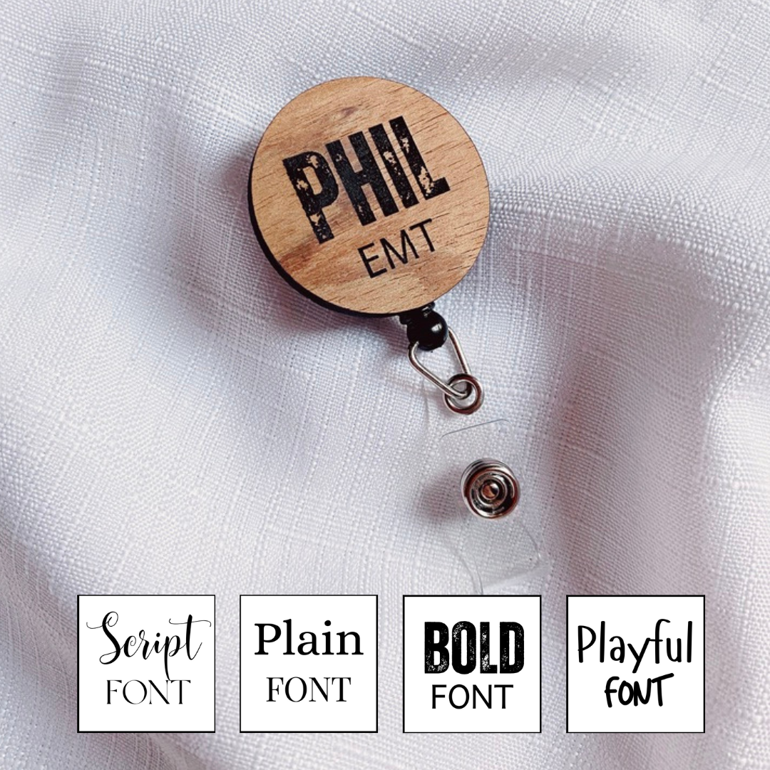 Retractable Badge Reel | Wood