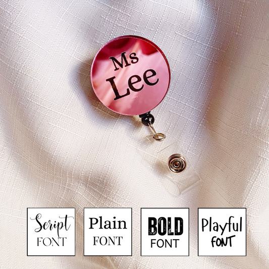 Retractable Badge Reel | Pink Mirror