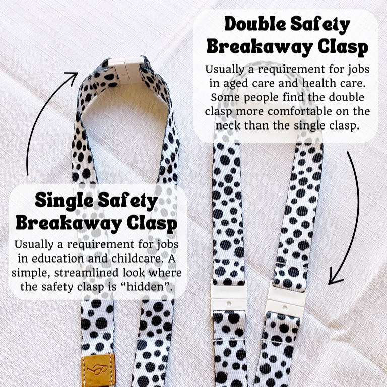 Deluxe Fabric Lanyard | Black & White Spots