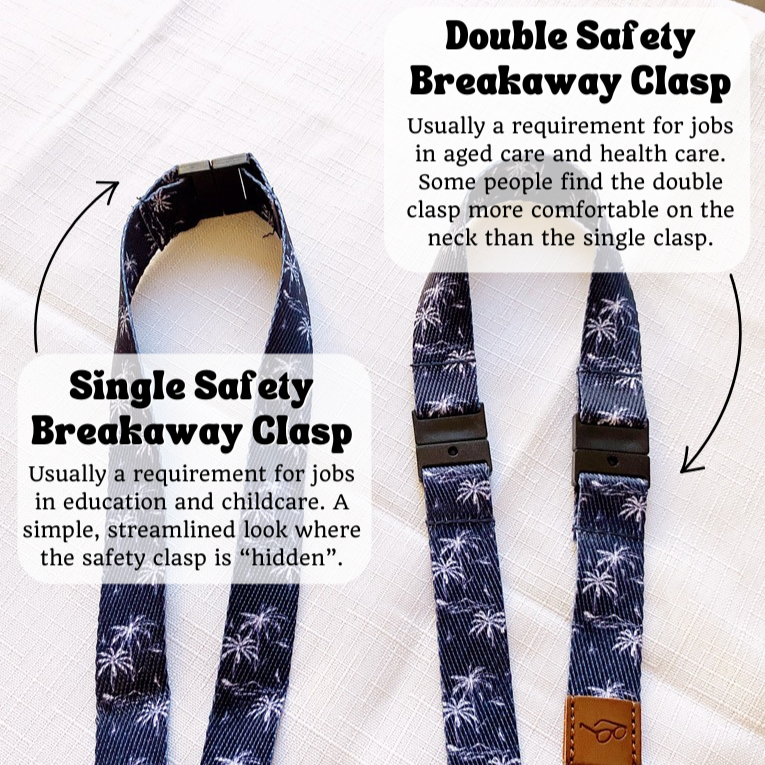 Deluxe Fabric Lanyard | Navy Blue Tropical Print