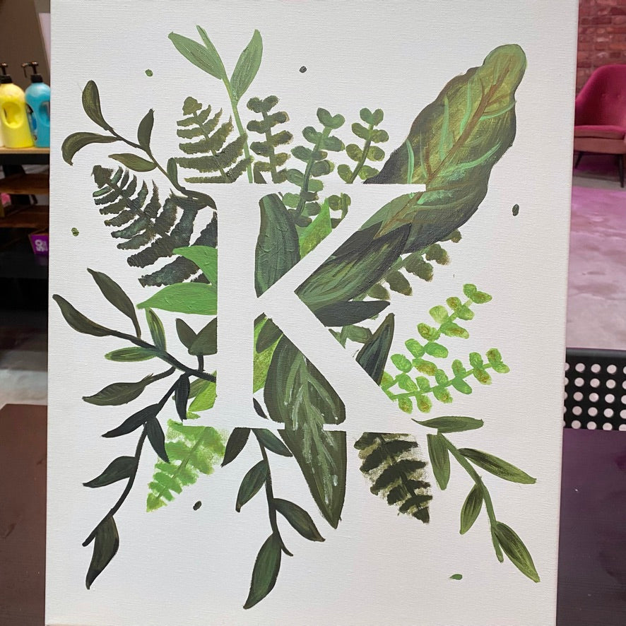 Sip and Paint Workshop | Leaf Letters workshop Blushery