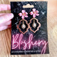 Rose Gold Moroccan Earrings with a pink flower and gold plated gemstone