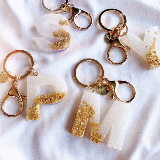 Letter Keychain | Pearl & Gold Keychain Blushery