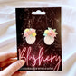 flower bouquet earrings, handmade with polymer clay for easter