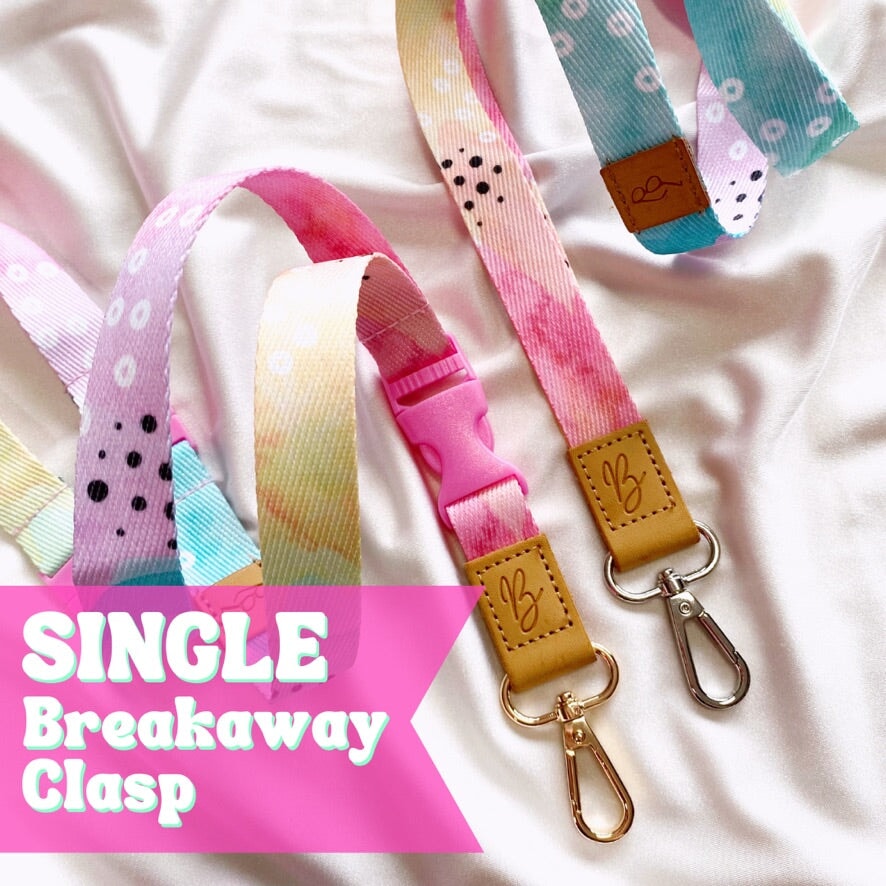 Deluxe Fabric Lanyard | SINGLE Breakaway Clasp | Watercolour Rainbow Lanyard Blushery