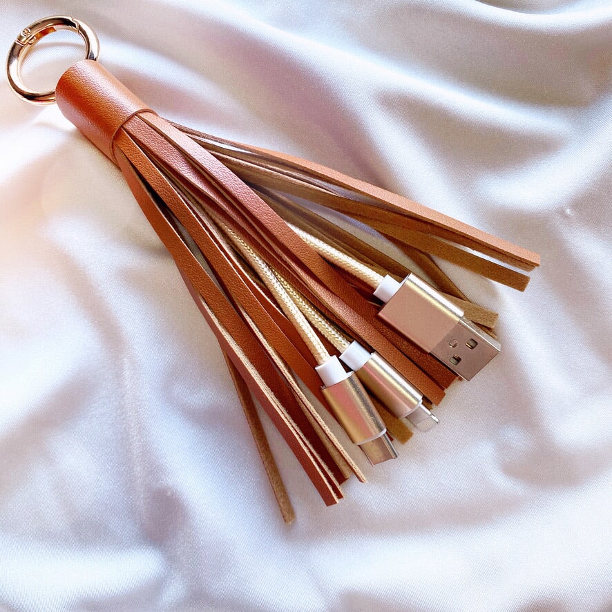 Phone Charger Tassel Keychain | Brown Other Blushery