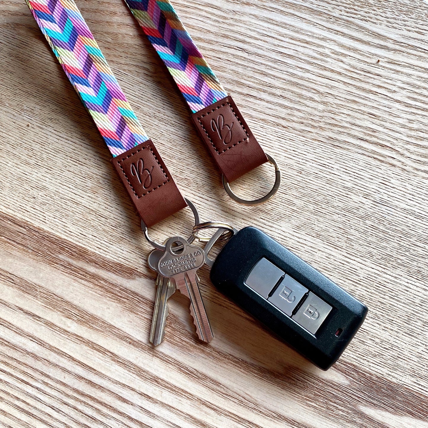 hold your car key and house keys on your wristlet strap keychain