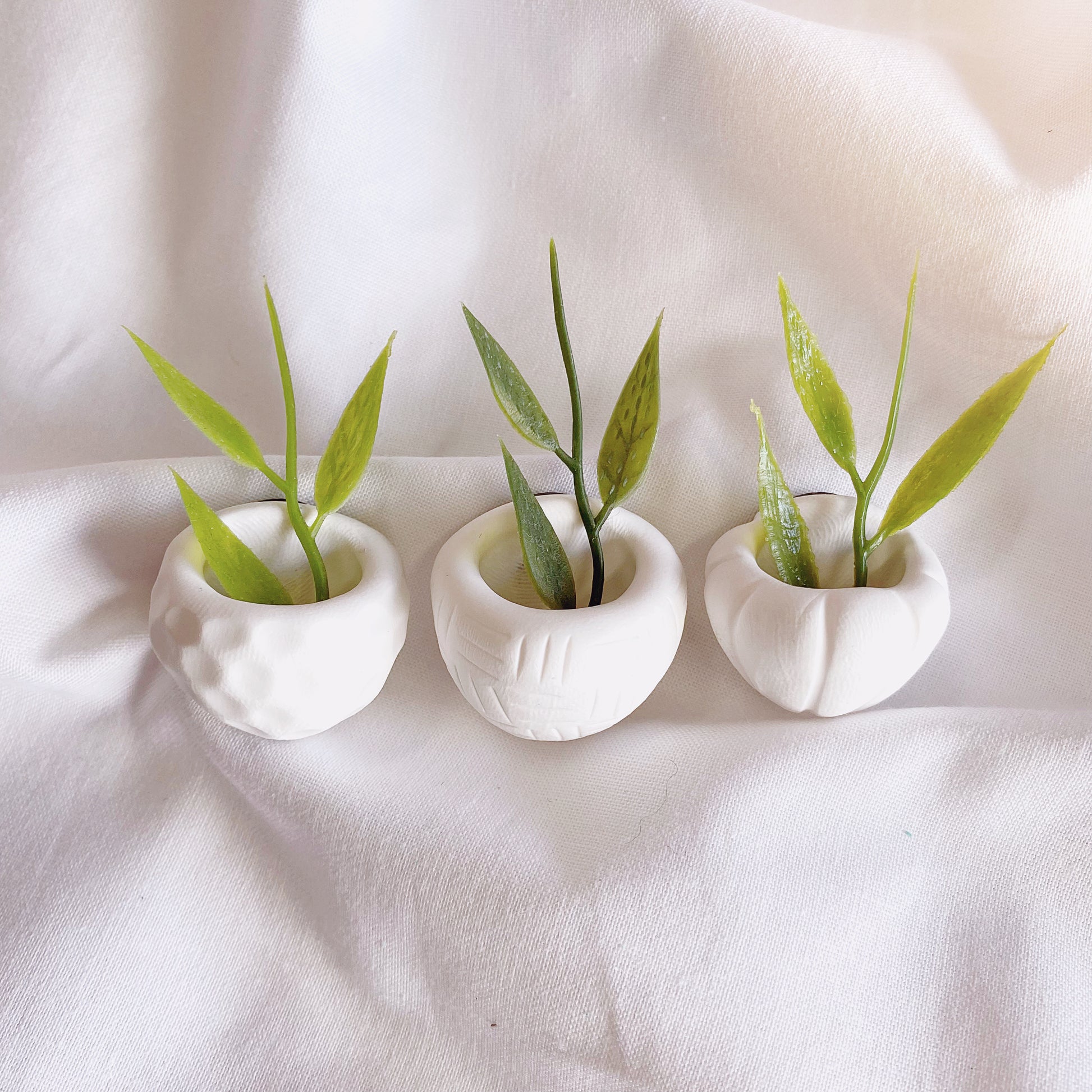 mini magnetic polymer clay planters for small plant succulent cuttings