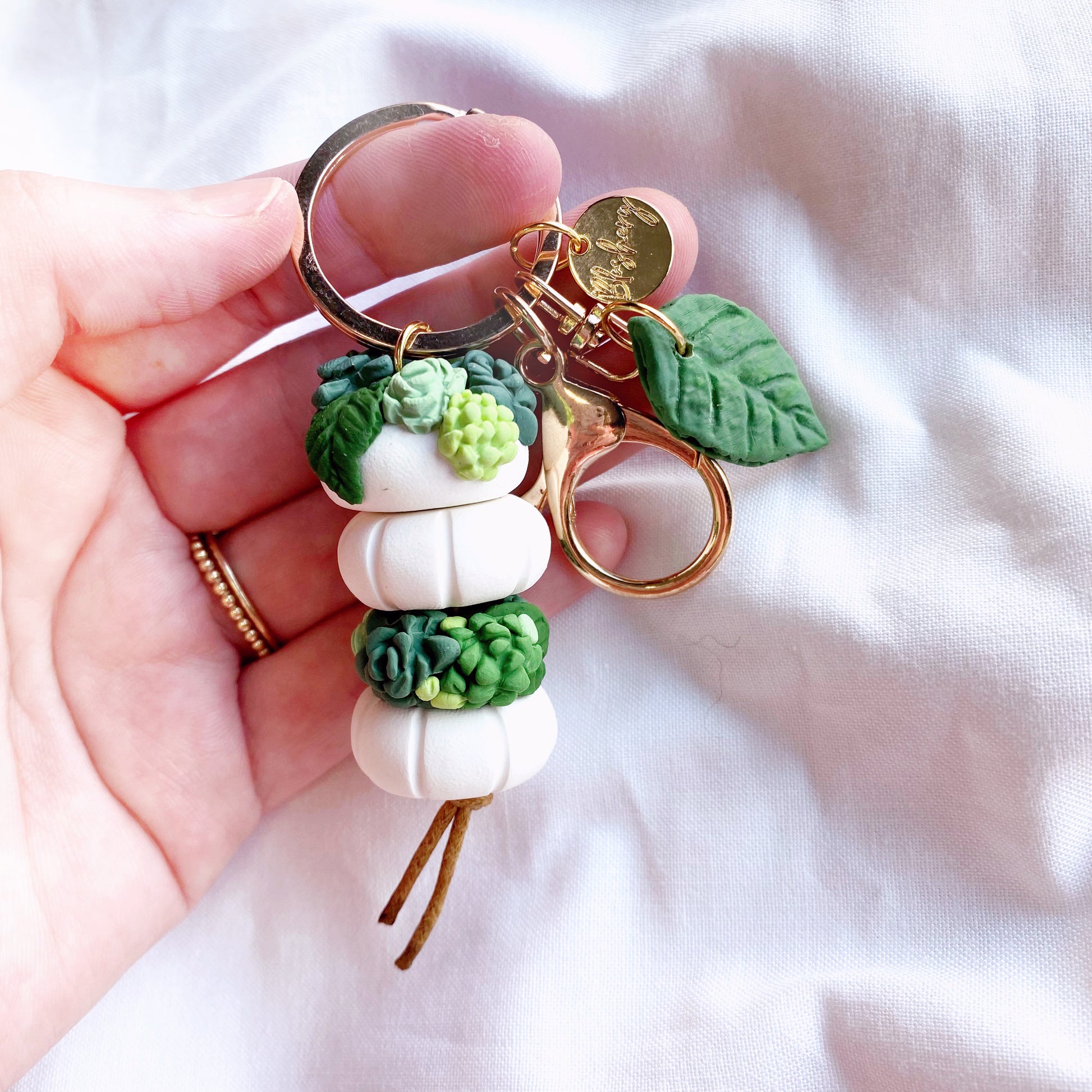 plant succulent lover keychain, handmade with polymer clay